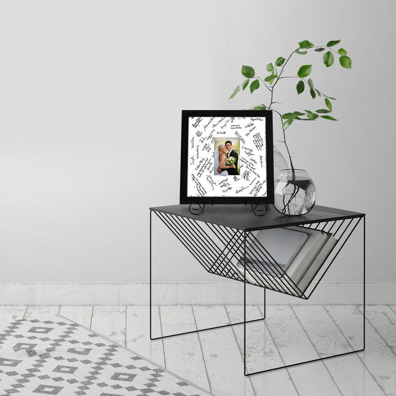 Americanflat 14x14 Wedding Signature Frame with Shatter-Resistant Glass - Use as 5x7 Frame with Mat or Display 14x14 Photos Without Mat - Signature Collection - Autograph Frames for Wall - Black - Image 5